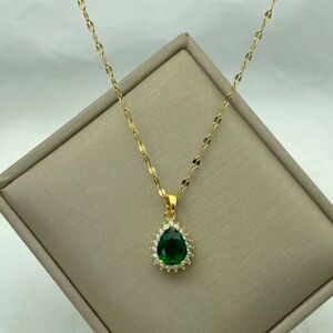 18 KT Gold Over Titanium Emerald Necklace